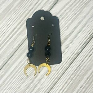 Elegant Gold and Black Crescent Earrings